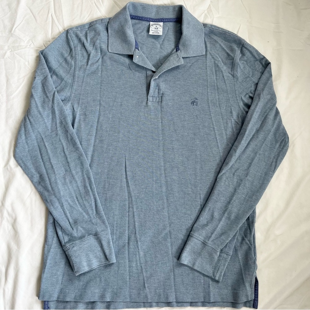 Brooks Brothers Blue Long Sleeve Polo Shirt Classic Style